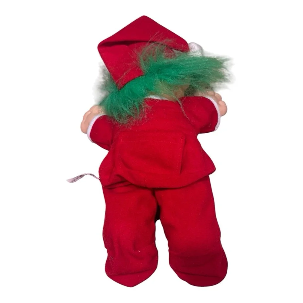Russ Berrie Vintage Christmas Santa Troll Doll Green Hair Red Suit 2338